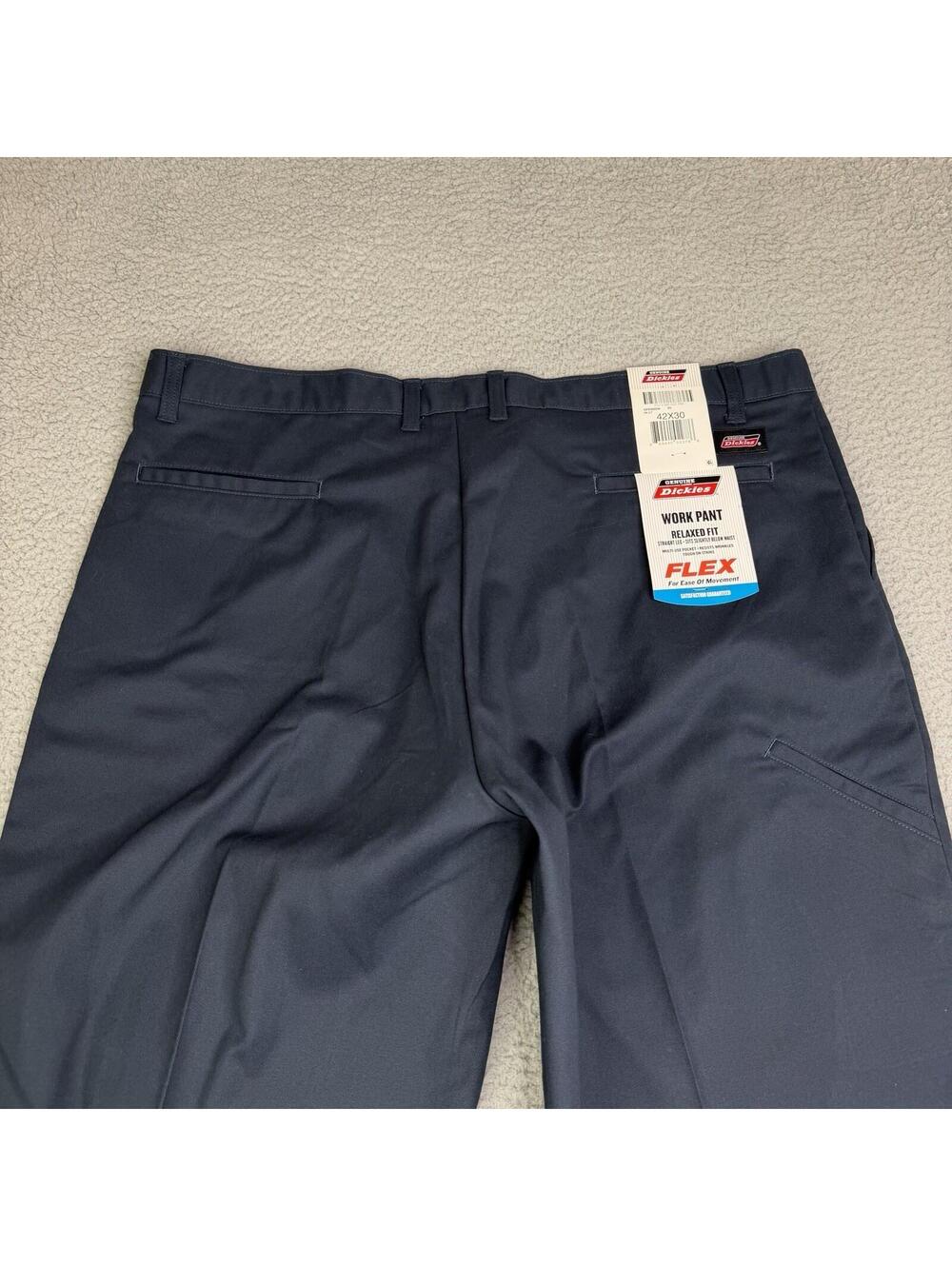 NWT DICKIES Khaki Work Pants Relaxed Fit Flex Men's 42x30 High Rise